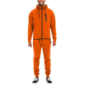 Ensemble de survêtement deux pièces pour homme en polaire technique polyester, avec sweat à capuche zippé et pantalon de jogging, personnalisable, nouveau - Product Image 4