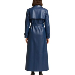Manteau long en cuir véritable pour femme, de qualité supérieure, respirant, à la mode, manches longues, en promotion - Product Image 1