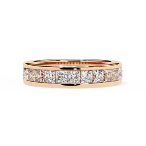 แหวนเพชรทรงปรินเซสคัทแบบช่องทาง แหวนเพชรแล็บโกรว์น 18K ทองคำแท้ แหวนนิรันดร์สำหรับทุกเพศ ดีไซน์ร่วมสมัย ทันสมัย เหมาะเป็นของขวัญวันครบรอบแต่งงาน - Product Image 5