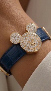 Pulsera de Lujo con Correa de Cuero, Diamantes Cultivados en Laboratorio Inspirados en el Ratón de Dibujos Animados Apricot Jewels, Oro de 14K, Corte Brillante, Certificado IGI, Regalo - Product Image 2