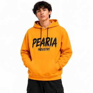 Sudadera con Capucha de Algodón Naranja para Hombre, Estilo Vintage Lavado, con Logotipo Personalizado, Ropa Urbana - Product Image 1