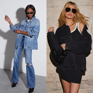 Chaqueta vaquera transpirable para mujer, estilo vintage, lavado a la arena, manga larga, informal, para otoño y verano, novedad 2026 - Product Image 5