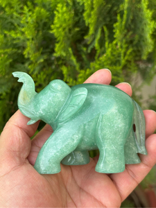 Hand Carved Green Aventurine <b>Elephant</b> Figurine Natural Crystal Decor OEM ODM Wholesale Supplier - Product Image 3