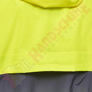 เสื้อแจ็คเก็ตผู้ชายสีเหลืองนีออนเทา มีฮู้ด ซิปหน้า สำหรับกิจกรรมกลางแจ้ง กันลม น้ำหนักเบา สปอร์ต สะท้อนแสง วิ่งได้ ลำลอง มีสไตล์ เสื้อคลุม - Product Image 5