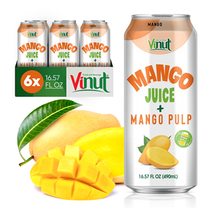 Succo di Mango Puro al 100% con Polpa, Lattina da 490ml, Confezione da 12, OEM ODM, Etichetta Privata, Bevanda Senza Zucchero, Vietnam - Product Image 1