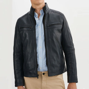 Premium Genuine Leather Windproof <b>Waterproof</b> <b>Jackets</b> In <b>Cheap</b> Price Stand Collar Zipper Closure Solid Color <b>Men</b> Leather <b>Jackets</b> - Product Image 1