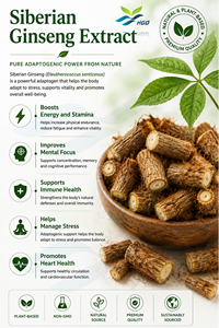Extrait de ginseng sibérien naturel d'approvisionnement direct d'usine HGO (qualité alimentaire) spécification 1.8% Eleutheroside (extrait standardisé) - Product Image 2