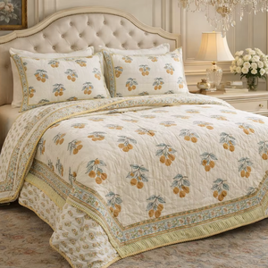 Parure de lit de luxe en coton 300 fils, imprimée pigmentairement, motif floral Jaipur, écologique, durable, toutes saisons, réversible, lavable en machine - Product Image 3