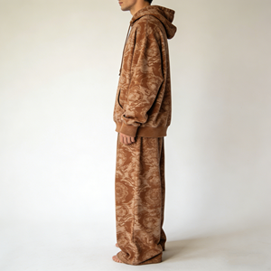 Survêtement à capuche Saint World en strass pour homme, streetwear, manches longues, coupe ample, hiver, noir, pantalon à cordon, 100% coton épais - Product Image 3