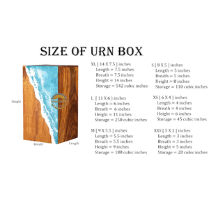 Ocean Inspired Resin & Natural Wood Cremation Urn Handmade Blue Wave Funeral Ashes <b>Box</b> by AYAANS - Product Image 4
