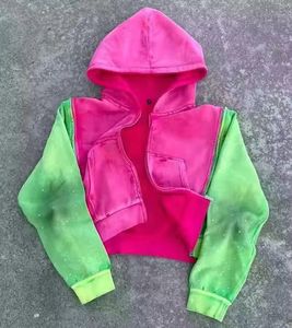 เสื้อฮู้ดซิปผู้ชายแบบมีรูร้อยเชือกผูก ผลิตตามสั่ง ขายส่งจากโรงงาน สไตล์วินเทจ ไม่มีลาย - Product Image 5