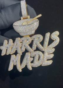 Colgante de Lujo Personalizado de Plata de Ley 925 con Letra, Nombre, Logotipo o Inicial, con Moissanita Engastada, Estilo Hip Hop Rapper, con Engaste Personalizado - Product Image 4