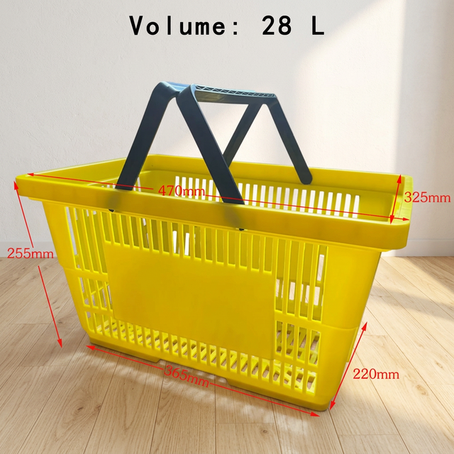 Heavy-Load Wire Mesh Supermarket Basket with Rubber Coated Handles