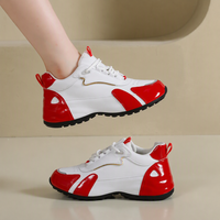 Sneakers rétro unisexes, style décontracté, empeigne synthétique contrastée, lacets, chaussures de sport