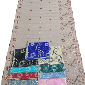 Pañuelo Hijab de Chifón con Bordado Floral Africano y Pedrería – Chal Tradicional Aso Ebi para Bodas, Envoltura Festiva para Mujer - Product Image 1