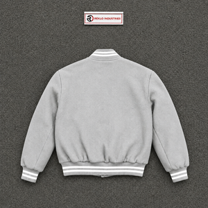 MEN'S <b>SILVER</b> COLLEGE LETTERMAN VARSITY BOMBER <b>JACKET</b> FOR MEN COLLECTION FASHIONABLE Collar Button Closure Solid Color Casual Aut - Product Image 6