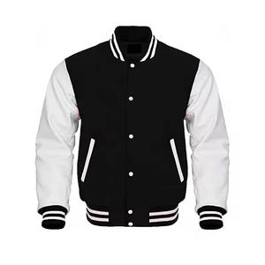 Chaqueta de béisbol Letterman de cuero vacuno con mangas de cuero y cuerpo de lana auténtica, cierre de botones cubiertos, chaqueta cómoda para hombre. - Product Image 5