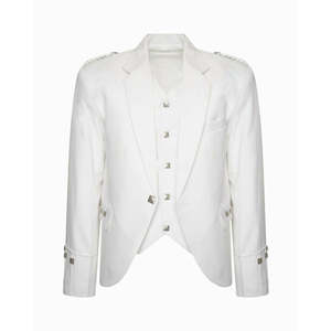 Gilet Prince Charlie formel pour homme en laine blanche avec motif écossais personnalisé – Vêtement d'hiver en promotion - Product Image 5