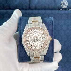Montre de luxe Charm Jewels en acier inoxydable, boîtier 40 mm, verre saphir, lunette sertie de diamants, mouvement mécanique, pour homme, étanche 10 bars - Product Image 4