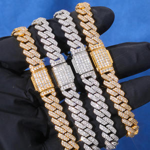 Pulsera de Lujo de Doble Fila de Zirconia con Eslabones Cubanos, Corte Diamante, Cierre Abatible, Talla Personalizada, Joyería de Moda Urbana, Regalo - Product Image 1