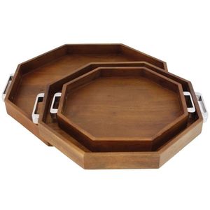 Elegant Natural Wood Serving Tray <b>For</b> Coffee <b>Table</b> Ottoman Kitchen Dining Room And <b>Home</b> Decoration - Product Image 2