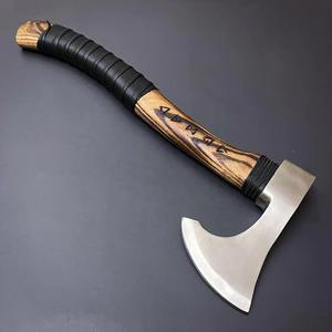 Hacha Vikinga de Doble Hoja de Acero con Alto Contenido de Carbono Hecha a Mano, Cabeza Barbuda, Grabado Personalizado, Madera, para Exteriores, Camping, Supervivencia, Bricolaje, Industrial - Product Image 3