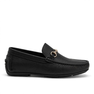 Mocassins en cuir véritable pour hommes, bout rond, à enfiler, noirs, semelle extérieure en caoutchouc amorti, pour le bureau et les occasions professionnelles, toutes saisons, export BD - Product Image 4