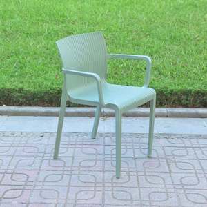 Modern Lightweight Portable Green Solid Molded Wave Plastic Garden <b>Chair</b> with Armrests-Elegant and Colorful <b>Outdoor</b> Furniture - Product Image 3
