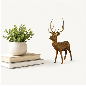 Premium Handcrafted Brass Standing Deer Statue Majestic Golden Reindeer Sculpture For Luxury Home Decor And Festive <b>Christmas</b> - Product Image 6