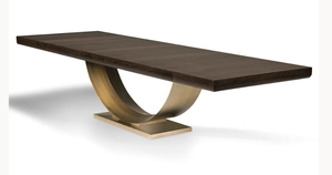 Luxury Metal Frame Wooden Top Rectangular Dining <b>Table</b>, for Home & Villas Premium Dining <b>Tables</b> - Product Image 2