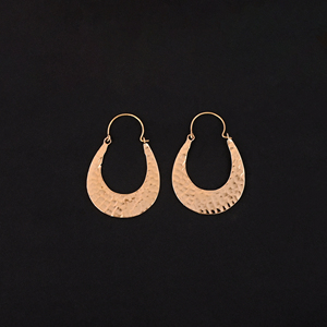Pendientes de aro estilo tribal dorado, tamaño 50x35 mm - Product Image 2