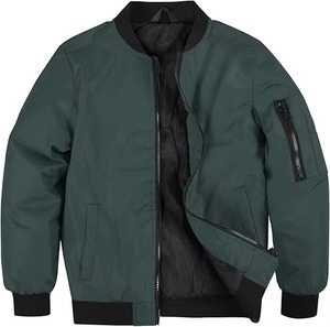Veste universitaire en satin de haute qualité pour hommes et femmes, col montant tendance, logo frontal, fermeture éclair, respirante, en laine, pour l'hiver - Product Image 1