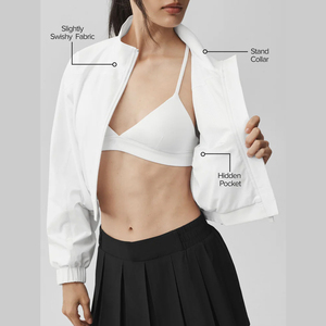 Veste courte personnalisée pour femme, style Clubhouse, légère, zippée, athleisure, pour le sport, fabrication OEM sous marque privée - Product Image 5