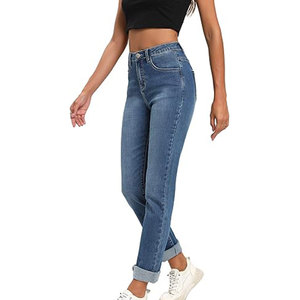 Pantalones vaqueros al por mayor con MOQ bajo para mujer, pantalones vaqueros de diseño personalizado de última moda para la venta - Product Image 1