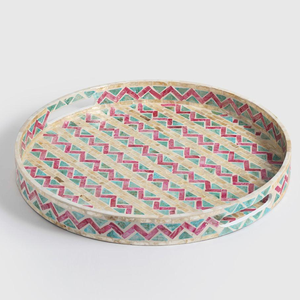 ถาดเสิร์ฟทรงกลมฝังมุกแท้สไตล์โมเดิร์น คุณภาพเยี่ยม ใช้ได้หลากหลาย สำหรับชา กาแฟ ของตกแต่ง จากเวียดนาม - Product Image 1