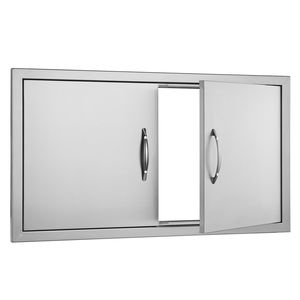 Puerta Doble para Cocina Exterior de 34W x 19H Pulgadas, de Acero Inoxidable, Empotrada, para Acceso a Barbacoa, con Manijas Verticales de Pared - Product Image 1