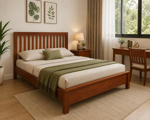 DISICO Wooden <b>Bed</b> <b>Queen</b> <b>Size</b> Reddish Brown Traditional Modern Bedroom Furniture - Product Image 3