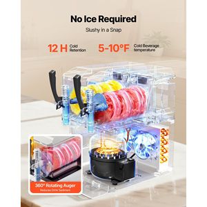 Macchina per Slushie Autopulente con 2 Serbatoi da 3L/100oz, per Uso Domestico, Senza Ghiaccio, Include Preparatore di Margarita - Product Image 3