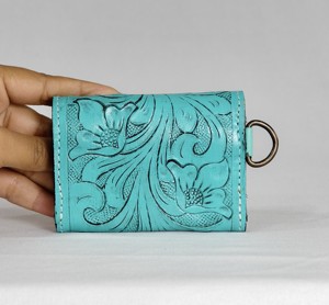 2026 New Creative Soft Hand Embroidered Sky Blue Genuine Leather Wrist Strap Mini <b>Square</b> Snap Button Water Resistant Durable - Product Image 3