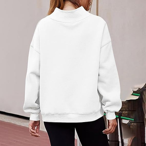 Customizable Oversized Solid Women Mock neck <b>Drop</b> Shoulder Fleece Sweatshirt Breathable Eco Friendly Quick Dry Casual - Product Image 4