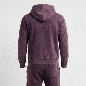 Custom Men Sweat Suits Heavyweight Cotton <b>Distress</b> Vintage Printed Graphic Acid Wash Tracksuit Jogger Two Piece Set Gym - Product Image 2