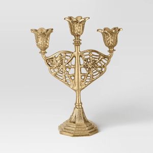 Handcrafted Brass Floral Design Candle Holder Antique Finish Decorative <b>Stand</b> for Home Temple Wedding Centerpiece Gift Item - Product Image 3