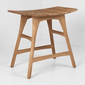Contemporary Wooden Saddle <b>Stool</b> Curved Seat Tapered Splayed Legs Stretcher Frame Hotel Cafe Restaurant Boutique Contract - Product Image 1
