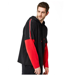 Men Lifestyle Performance Hoodie Tech Fleece Color Block <b>Athletic</b> Streetwear Sweatshirt Contrast <b>Tape</b> Gym Pullover OEM - Product Image 5