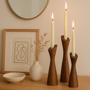 Handmade wooden with mango bark new vintage classic <b>candle</b> holder top - top seller <b>set</b> of 5 pcs - Product Image 2