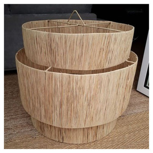 Lámpara Colgante de Yute Tejida a Mano, Estilo Moderno de Mediados de Siglo, con Detalles de Madera, Lámpara de Techo de Fibra Natural en Forma de Cono - Product Image 4