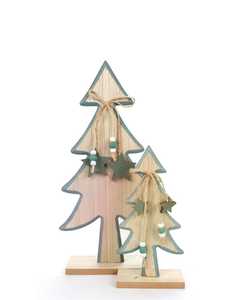 Handmade Luxury Wooden Christmas Tree Decor with <b>Star</b> Top and Red Ornaments Traditional Holiday Tabletop Factory - Product Image 3