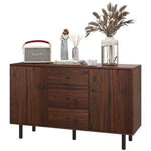 Credenza Rustica Marrone Retrò, Mobile Buffet da Cucina, Tavolo Bar Caffè Fatto a Mano per Villa, Agriturismo o Magazzino - Product Image 1