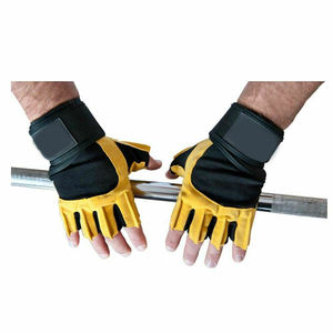 High Quality Half-Finger Leather Gym <b>Gloves</b> Lightweight Comfortable Non-Slip Non-Wrist Wrap for Weightlifting Cycling - Product Image 2