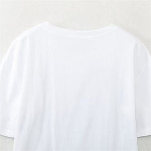<b>Women's</b> <b>White</b> Cotton Crew Neck T-<b>Shirt</b> Loose Fit <b>Short</b> <b>Sleeve</b> Casual Solid Color Jersey Knitted All Seasons Breathable - Product Image 2